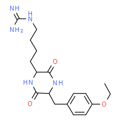 ChemSpider 2D Image | 1-{4-[5-(4-Ethoxybenzyl)-3,6-dioxo-2-piperazinyl]butyl}guanidine | C18H27N5O3