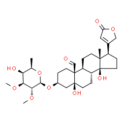 ChemSpider 2D Image | (3beta,5beta)-3-[(6-Deoxy-2,3-di-O-methyl-beta-D-galactopyranosyl)oxy]-5,14-dihydroxy-19-oxocard-20(22)-enolide | C31H46O10