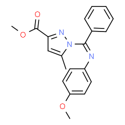 ChemSpider 2D Image | Methyl 1-(N-(4-methoxyphenyl)benzimidoyl)-5-methyl-3-pyrazolecarboxylate | C20H19N3O3