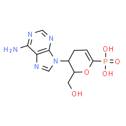 ChemSpider 2D Image | 4-(6-Amino-9H-purin-9-yl)-1,5-anhydro-2,3,4-trideoxy-1-phosphonohex-1-enitol | C11H14N5O5P