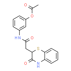 ChemSpider 2D Image | 3-{[(3-Oxo-3,4-dihydro-2H-1,4-benzothiazin-2-yl)acetyl]amino}phenyl acetate | C18H16N2O4S