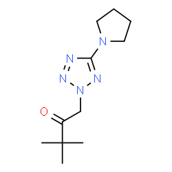 ChemSpider 2D Image | 3,3-Dimethyl-1-[5-(1-pyrrolidinyl)-2H-tetrazol-2-yl]-2-butanone | C11H19N5O