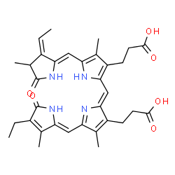 ChemSpider 2D Image | (3Z)-8,12-bis(2-carboxyethyl)-18-ethyl-3-ethylidene-2,7,13,17-tetramethyl-2,3-dihydrobiline-1,19(21H,24H)-dione | C33H38N4O6