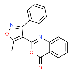 ChemSpider 2D Image | 2-(5-methyl-3-phenylisoxazol-4-yl)-4H-3,1-benzoxazin-4-one | C18H12N2O3
