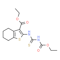 ChemSpider 2D Image | Ethyl 2-{[(ethoxycarbonyl)carbamothioyl]amino}-4,5,6,7-tetrahydro-1-benzothiophene-3-carboxylate | C15H20N2O4S2