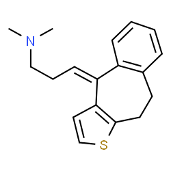 ChemSpider 2D Image | 3-(9,10-Dihydro-4H-benzo(4,5)cyclohepta(1,2-b)thien-4-ylidene)-N,N-dimethyl-1-propanamine | C18H21NS