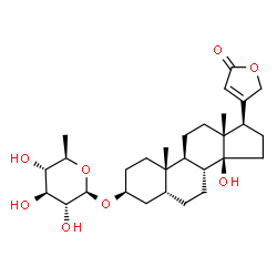 ChemSpider 2D Image | (3Î²,5Î²)-3-[(6-Deoxy-Î²-D-glucopyranosyl)oxy]-14-hydroxycard-20(22)-enolide | C29H44O8