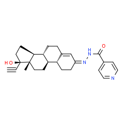 ChemSpider 2D Image | N'-[(3Z,17alpha)-17-Hydroxy-19-norpregn-4-en-20-yn-3-ylidene]isonicotinohydrazide | C26H31N3O2
