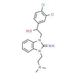 ChemSpider 2D Image | 1-(3,4-Dichlorophenyl)-2-{3-[2-(dimethylamino)ethyl]-2-imino-2,3-dihydro-1H-benzimidazol-1-yl}ethanol | C19H22Cl2N4O