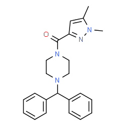 ChemSpider 2D Image | (4-benzhydrylpiperazino)(1,5-dimethyl-1H-pyrazol-3-yl)methanone | C23H26N4O