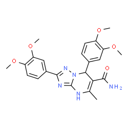 ChemSpider 2D Image | 2,7-Bis(3,4-dimethoxyphenyl)-5-methyl-1,7-dihydro[1,2,4]triazolo[1,5-a]pyrimidine-6-carboxamide | C23H25N5O5