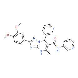 ChemSpider 2D Image | 2-(3,4-Dimethoxyphenyl)-5-methyl-N,7-di(3-pyridinyl)-1,7-dihydro[1,2,4]triazolo[1,5-a]pyrimidine-6-carboxamide | C25H23N7O3