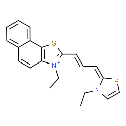 ChemSpider 2D Image | 3-Ethyl-2-[(1E,3E)-3-(3-ethyl-1,3-thiazol-2(3H)-ylidene)-1-propen-1-yl]naphtho[2,1-d][1,3]thiazol-3-ium | C21H21N2S2
