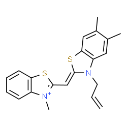 ChemSpider 2D Image | 2-[(Z)-(3-Allyl-5,6-dimethyl-1,3-benzothiazol-2(3H)-ylidene)methyl]-3-methyl-1,3-benzothiazol-3-ium | C21H21N2S2
