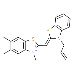 ChemSpider 2D Image | 2-[(Z)-(3-Allyl-1,3-benzothiazol-2(3H)-ylidene)methyl]-3,5,6-trimethyl-1,3-benzothiazol-3-ium | C21H21N2S2