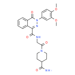 ChemSpider 2D Image | N-[2-(4-Carbamoyl-1-piperidinyl)-2-oxoethyl]-3-(3,4-dimethoxyphenyl)-4-oxo-3,4-dihydro-1-phthalazinecarboxamide | C25H27N5O6