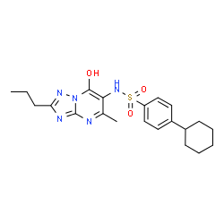 ChemSpider 2D Image | 4-Cyclohexyl-N-(7-hydroxy-5-methyl-2-propyl[1,2,4]triazolo[1,5-a]pyrimidin-6-yl)benzenesulfonamide | C21H27N5O3S