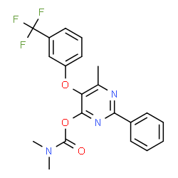 ChemSpider 2D Image | 6-Methyl-2-phenyl-5-[3-(trifluoromethyl)phenoxy]-4-pyrimidinyl dimethylcarbamate | C21H18F3N3O3