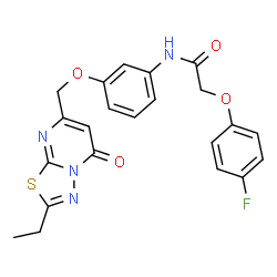 ChemSpider 2D Image | N-{3-[(2-Ethyl-5-oxo-5H-[1,3,4]thiadiazolo[3,2-a]pyrimidin-7-yl)methoxy]phenyl}-2-(4-fluorophenoxy)acetamide | C22H19FN4O4S