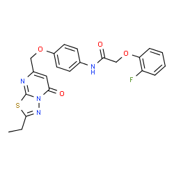 ChemSpider 2D Image | N-{4-[(2-Ethyl-5-oxo-5H-[1,3,4]thiadiazolo[3,2-a]pyrimidin-7-yl)methoxy]phenyl}-2-(2-fluorophenoxy)acetamide | C22H19FN4O4S