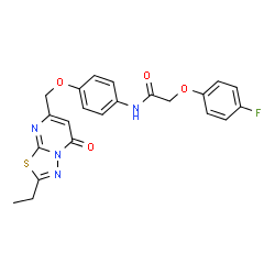 ChemSpider 2D Image | N-{4-[(2-Ethyl-5-oxo-5H-[1,3,4]thiadiazolo[3,2-a]pyrimidin-7-yl)methoxy]phenyl}-2-(4-fluorophenoxy)acetamide | C22H19FN4O4S