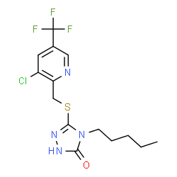 ChemSpider 2D Image | 5-({[3-chloro-5-(trifluoromethyl)-2-pyridyl]methyl}thio)-4-pentyl-4H-1,2,4-triazol-3-ol | C14H16ClF3N4OS