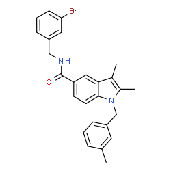 ChemSpider 2D Image | N-(3-Bromobenzyl)-2,3-dimethyl-1-(3-methylbenzyl)-1H-indole-5-carboxamide | C26H25BrN2O