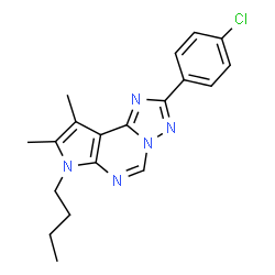 ChemSpider 2D Image | 7-Butyl-2-(4-chlorophenyl)-8,9-dimethyl-7H-pyrrolo[3,2-e][1,2,4]triazolo[1,5-c]pyrimidine | C19H20ClN5