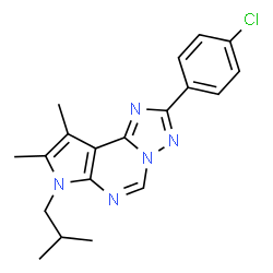 ChemSpider 2D Image | 2-(4-Chlorophenyl)-7-isobutyl-8,9-dimethyl-7H-pyrrolo[3,2-e][1,2,4]triazolo[1,5-c]pyrimidine | C19H20ClN5