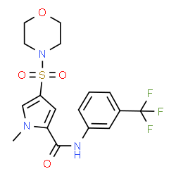 ChemSpider 2D Image | 1-Methyl-4-(4-morpholinylsulfonyl)-N-[3-(trifluoromethyl)phenyl]-1H-pyrrole-2-carboxamide | C17H18F3N3O4S