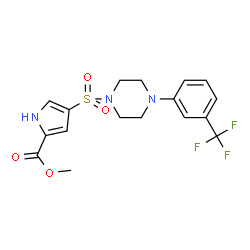ChemSpider 2D Image | Methyl 4-({4-[3-(trifluoromethyl)phenyl]-1-piperazinyl}sulfonyl)-1H-pyrrole-2-carboxylate | C17H18F3N3O4S