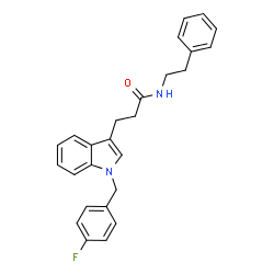 ChemSpider 2D Image | 3-[1-(4-Fluorobenzyl)-1H-indol-3-yl]-N-(2-phenylethyl)propanamide | C26H25FN2O