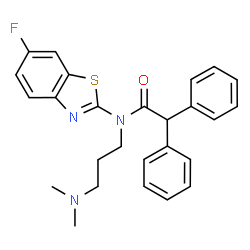 ChemSpider 2D Image | N-[3-(Dimethylamino)propyl]-N-(6-fluoro-1,3-benzothiazol-2-yl)-2,2-diphenylacetamide | C26H26FN3OS