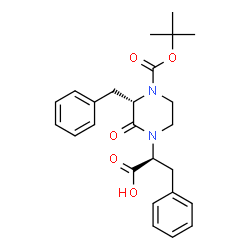 ChemSpider 2D Image | (2S)-2-[(3S)-3-Benzyl-4-{[(2-methyl-2-propanyl)oxy]carbonyl}-2-oxo-1-piperazinyl]-3-phenylpropanoic acid | C25H30N2O5