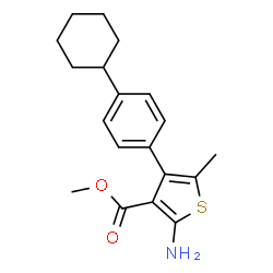 ChemSpider 2D Image | Methyl 2-amino-4-(4-cyclohexylphenyl)-5-methyl-3-thiophenecarboxylate | C19H23NO2S