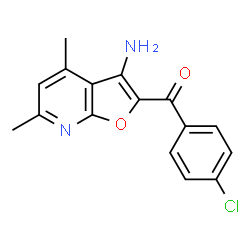ChemSpider 2D Image | 2-(4-chlorobenzoyl)-4,6-dimethylfuro[2,3-b]pyridin-3-amine | C16H13ClN2O2