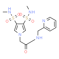 ChemSpider 2D Image | 2-[3,4-Bis(methylsulfamoyl)-1H-pyrrol-1-yl]-N-(2-pyridinylmethyl)acetamide | C14H19N5O5S2