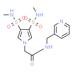 ChemSpider 2D Image | 2-[3,4-Bis(methylsulfamoyl)-1H-pyrrol-1-yl]-N-(3-pyridinylmethyl)acetamide | C14H19N5O5S2