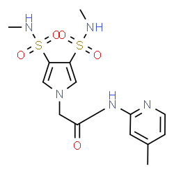 ChemSpider 2D Image | 2-[3,4-Bis(methylsulfamoyl)-1H-pyrrol-1-yl]-N-(4-methyl-2-pyridinyl)acetamide | C14H19N5O5S2