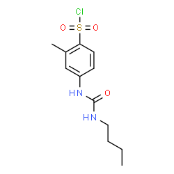 ChemSpider 2D Image | 4-[(Butylcarbamoyl)amino]-2-methylbenzenesulfonyl chloride | C12H17ClN2O3S