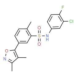 ChemSpider 2D Image | N-(3-Chloro-4-fluorophenyl)-5-(3,4-dimethyl-1,2-oxazol-5-yl)-2-methylbenzenesulfonamide | C18H16ClFN2O3S