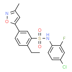 ChemSpider 2D Image | N-(4-Chloro-2-fluorophenyl)-2-ethyl-5-(3-methyl-1,2-oxazol-5-yl)benzenesulfonamide | C18H16ClFN2O3S