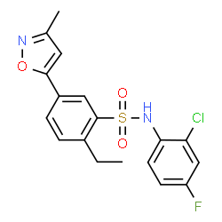 ChemSpider 2D Image | N-(2-Chloro-4-fluorophenyl)-2-ethyl-5-(3-methyl-1,2-oxazol-5-yl)benzenesulfonamide | C18H16ClFN2O3S