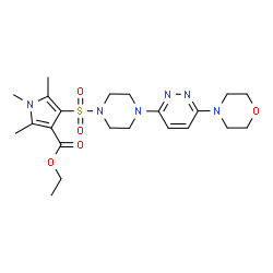 ChemSpider 2D Image | Ethyl 1,2,5-trimethyl-4-({4-[6-(4-morpholinyl)-3-pyridazinyl]-1-piperazinyl}sulfonyl)-1H-pyrrole-3-carboxylate | C22H32N6O5S