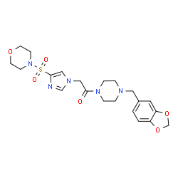 ChemSpider 2D Image | 1-[4-(1,3-Benzodioxol-5-ylmethyl)-1-piperazinyl]-2-[4-(4-morpholinylsulfonyl)-1H-imidazol-1-yl]ethanone | C21H27N5O6S
