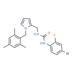 ChemSpider 2D Image | 1-(4-Bromo-2-fluorophenyl)-3-{[1-(mesitylmethyl)-1H-pyrrol-2-yl]methyl}urea | C22H23BrFN3O