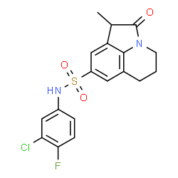 ChemSpider 2D Image | N-(3-Chloro-4-fluorophenyl)-1-methyl-2-oxo-1,2,5,6-tetrahydro-4H-pyrrolo[3,2,1-ij]quinoline-8-sulfonamide | C18H16ClFN2O3S
