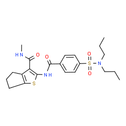 ChemSpider 2D Image | 2-{[4-(Dipropylsulfamoyl)benzoyl]amino}-N-methyl-5,6-dihydro-4H-cyclopenta[b]thiophene-3-carboxamide | C22H29N3O4S2