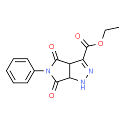 ChemSpider 2D Image | ETHYL 4,6-DIOXO-5-PHENYL-1,3A,4,5,6,6A-HEXAHYDROPYRROLO[3,4-C]PYRAZOLE-3-CARBOXYLATE | C14H13N3O4