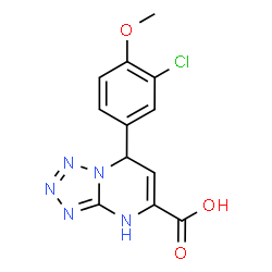 ChemSpider 2D Image | 7-(3-Chloro-4-methoxyphenyl)-1,7-dihydrotetrazolo[1,5-a]pyrimidine-5-carboxylic acid | C12H10ClN5O3